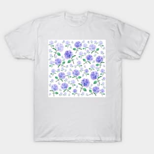 purple blue hydrangea pattern T-Shirt